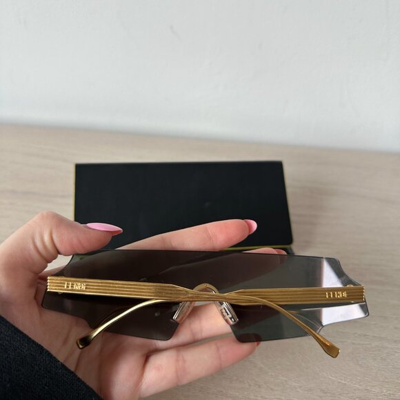 NWOT Fendi FF 0440/S Mirror Gold Sunglasses Rimless Frame Shield Shape - Picture 6 of 14